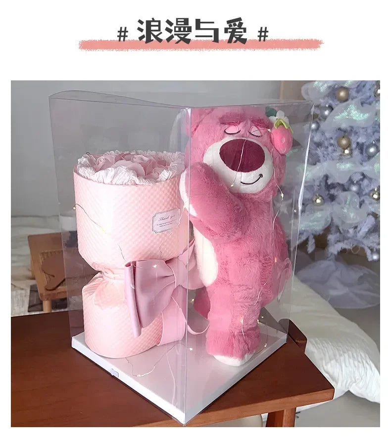 Disney Lotso Rose Romantic Creative Cute Eternal Flower Pink Bouquet Soap Flower  Birthday Gift Valentine'S Day Gift