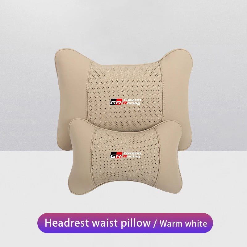 Leather Car Headrests Lumbar Pillows Auto Neck Pillows For Toyota Supra Aygo Prado RAV4 Hilux Yaris Corolla 4Runner Camry Avalon