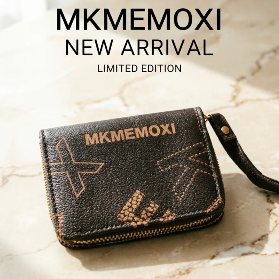 Women's minimalist short wallet with zipper wrapped around clutch wallet, fashionable zipper wrapped around coin wallet