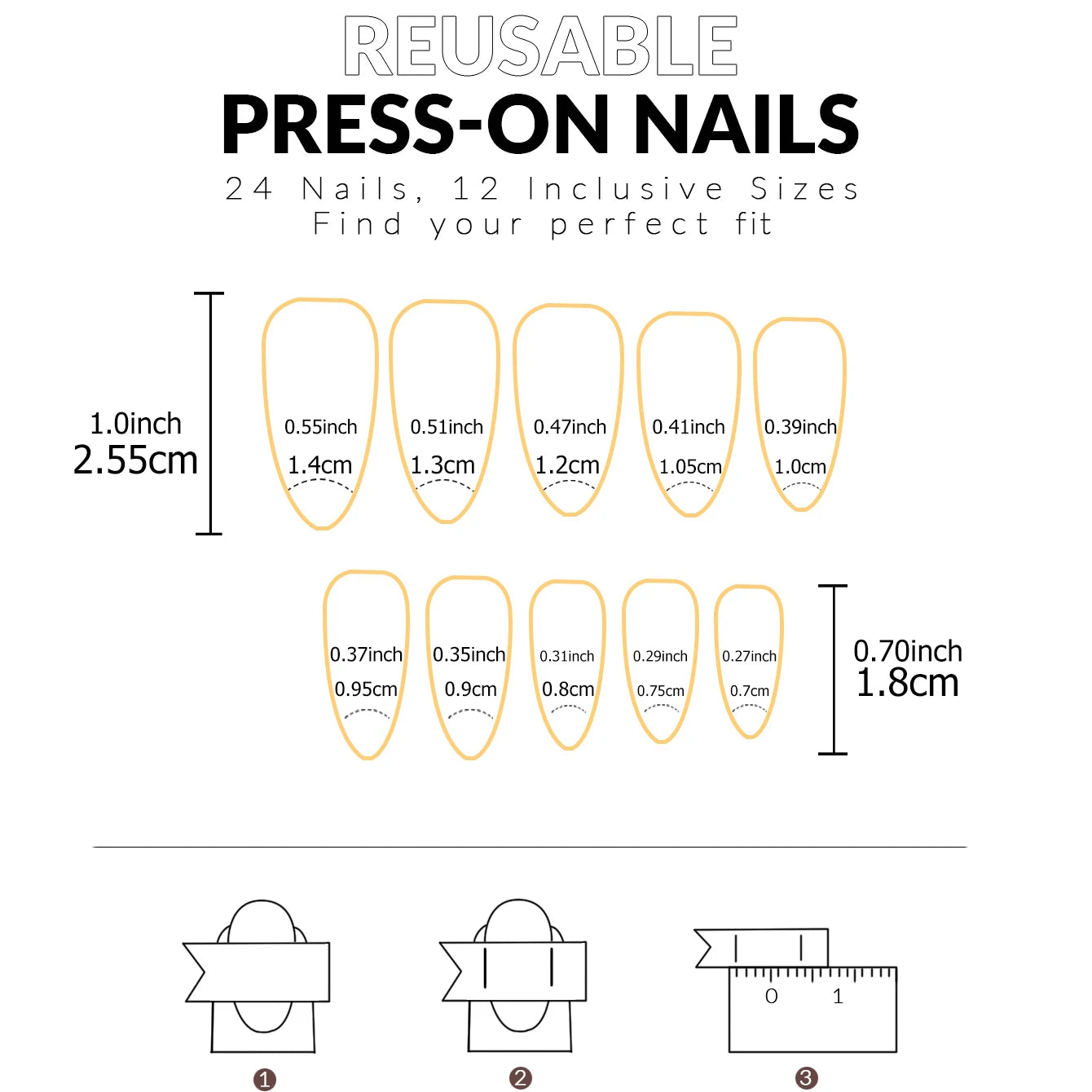 120PCS Press White French Edge Almond False Nails Reusable Acrylic False Nails Whitening Nail Art, Daily Wear Diy