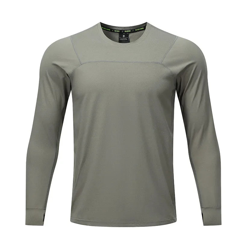 Quick Dry Long Sleeve T-Shirt Men's Thin Collar Breathable Outdoor Sports Base Shirt Striped Pattern Casual Comfortable Top