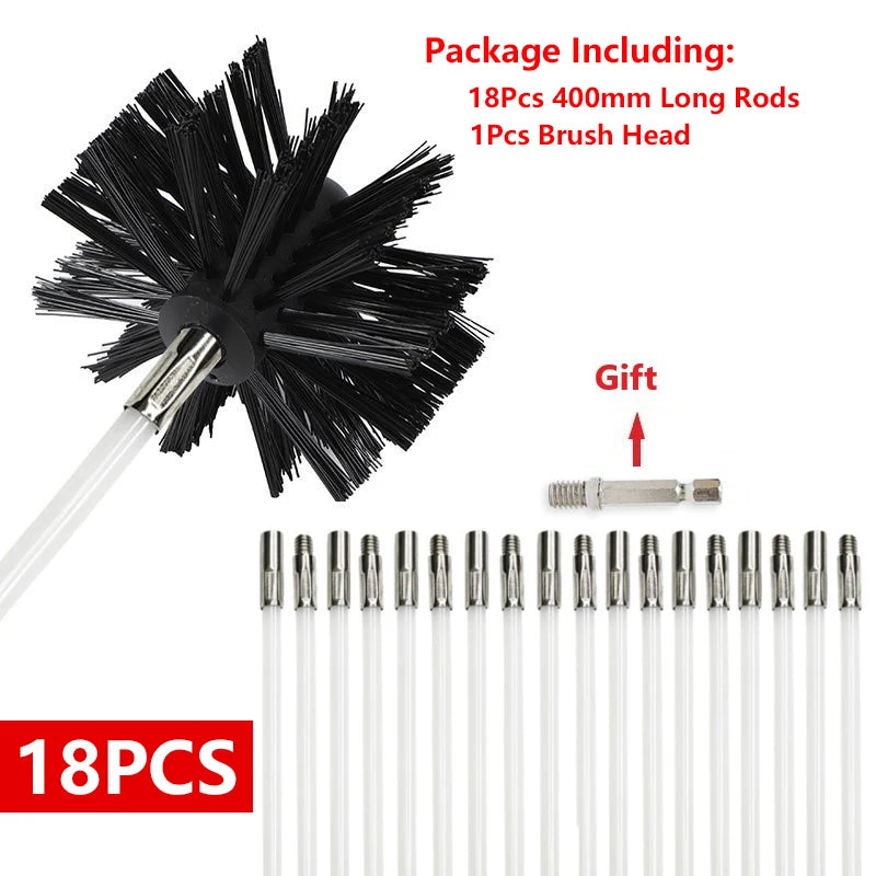 Flexible Chimney Cleaning Brush Extendable Flexible Dryer Vent Cleaner Soft Bristle Effective Air Duct Cleaning Tool