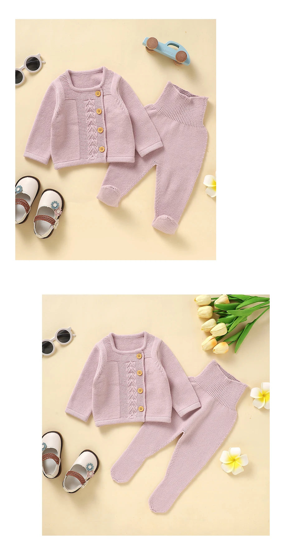 Toddler Kids Girls Clothes Autumn Winter Solid Long Sleeve Knitted Infant Knitwear Coats+Trousers Children 2pcs Outfits Sweaters