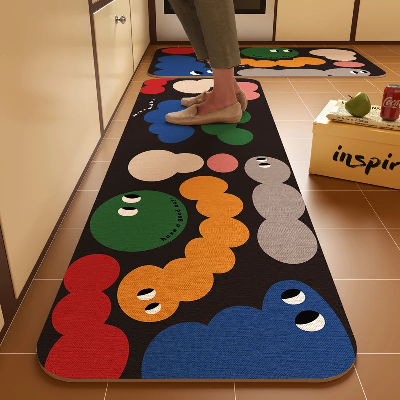 VIKAMA Budding Diatomite Carpet Scandinavian Style Non-Slip Water-Absorbent Mute Kitchen Breakfast Area Home Decoration