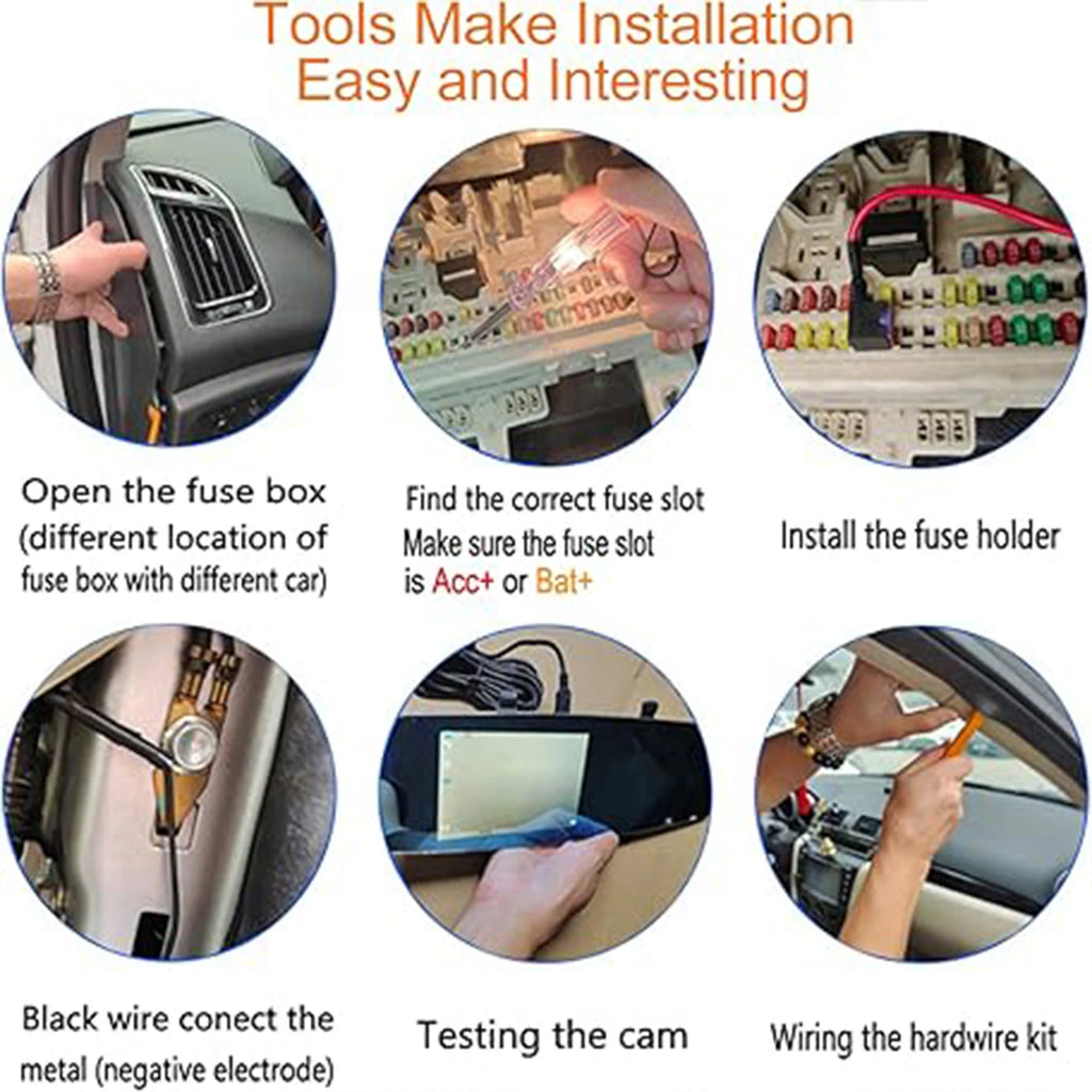 Dash Cam Hardwire Kit (12V-24V to 5V), Type C Hardwire Kit for Dash Camera with Acc Functionality, Add a Circuit Fuses, 24h Park