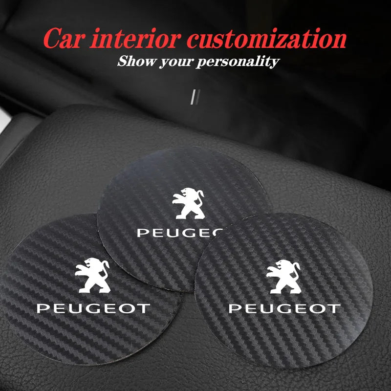 2Pcs Car coaster water anti slip pad silicone waterproof interior accessories For Peugeot 206 208 207 3008 308 2008 107 508 607