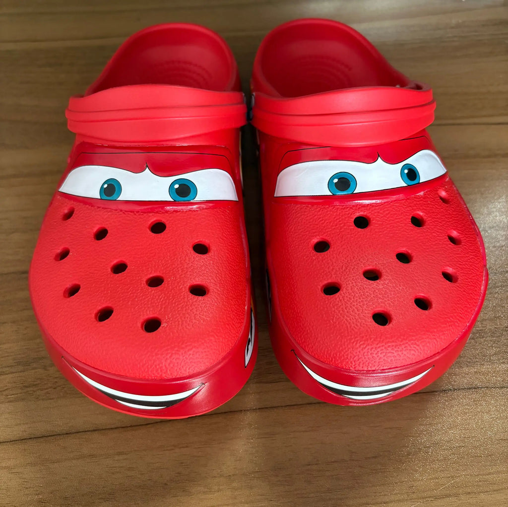 New Disney McQueen Pix Cartoon Solid Color Waterproof Anti Slip Hole Outdoor Sandals Casual Sandals Adult Anime Accessories