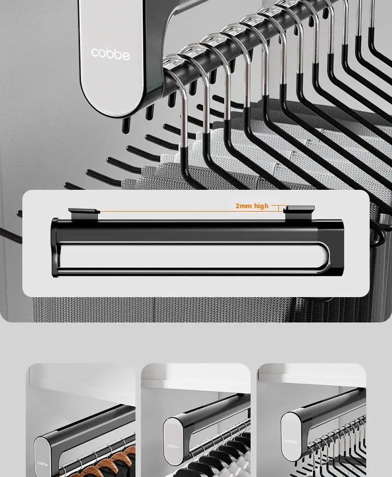 Retractable Closet Pull Out Rod Wardrobe Trousers Rack Clothes Hanger Top-mounted Damping  Slide Rail Valet Rod Pull-out Rack