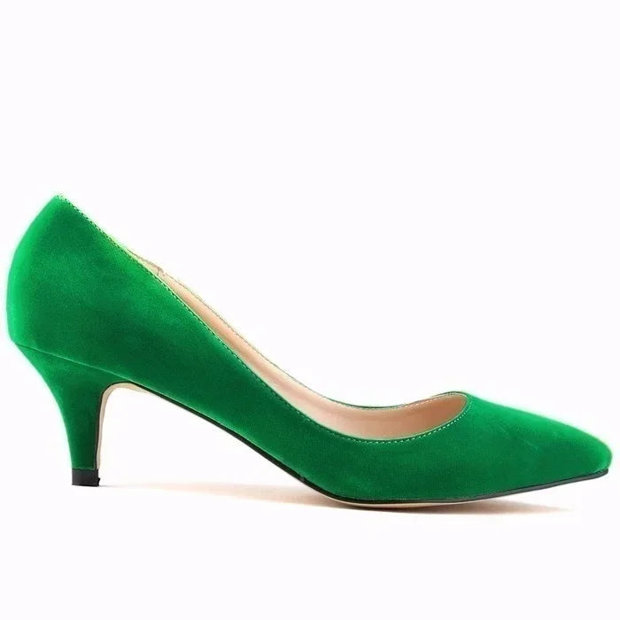 Large Size Women Solid Color Pumps Classic 5cm Low High Heels Breathable slip on Pointed Toe Stiletto Female Work Wedding Shoes