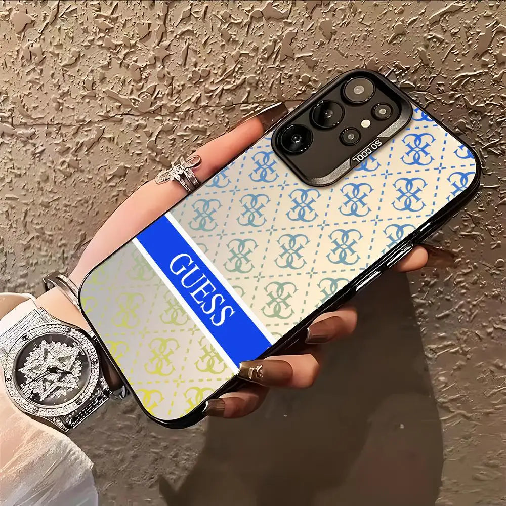 Guesses What Phone Case for Samsung Galaxy S26 S25 S24 S23 S22 S21 S20 Note20 Plus Ultra Colorful Silver Cover