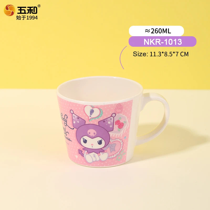 For Sanrio Kuromi Children Tableware Food Grade Dining Plates BPA-Free Salad Fruit Bowl Cartoon Baby Complementary Food Bowls