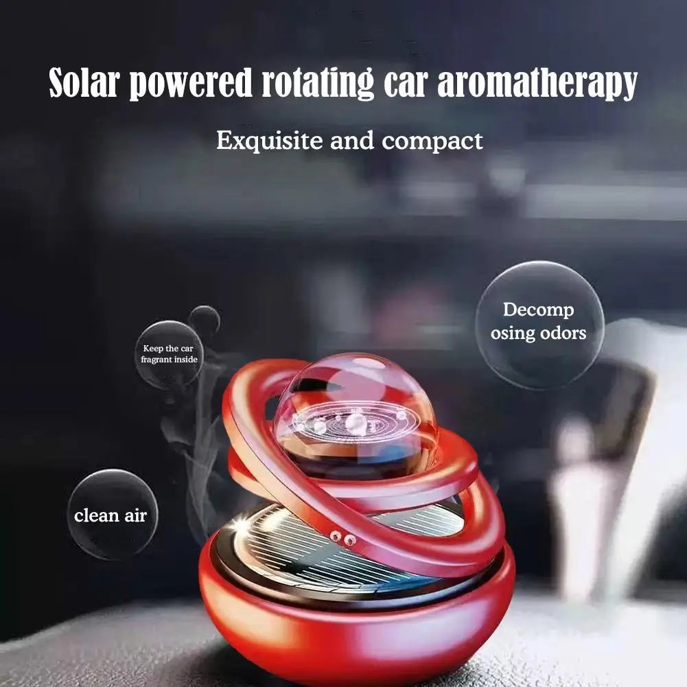 Solar Car Air Freshener Rotating Aromatherapy Diffusing Car Interior Air Freshener Perfume Fragrance Mist Without Tablet ﻿