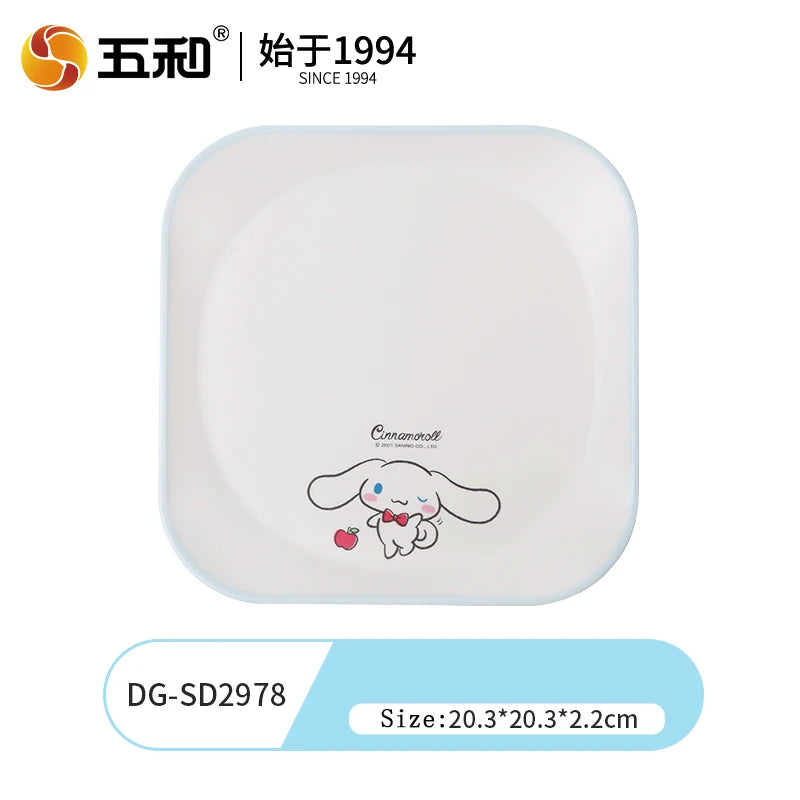 For Sanrio Cinnmoroll Children Tableware Cartoon Soup Spoons Anti-Fall Dining Plates Salad Bowls Water Cups Food-grade Tableware
