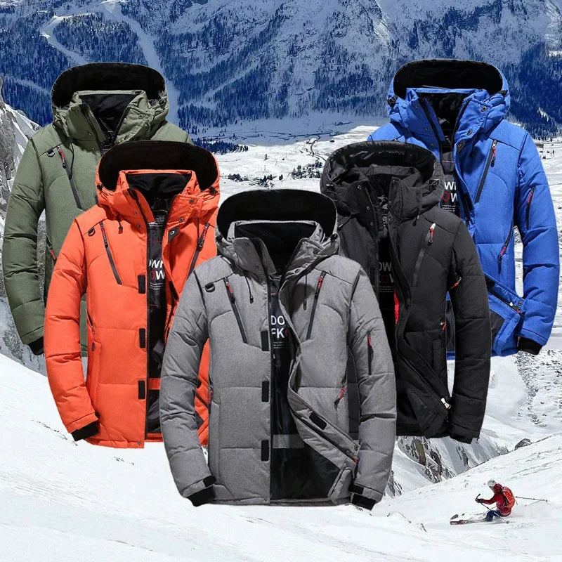 Men's Outdoor Mountain Ski Jacket Windproof Snow Costume Sports Snowboard Clothing Winter Warm Down Ski Suit Men
