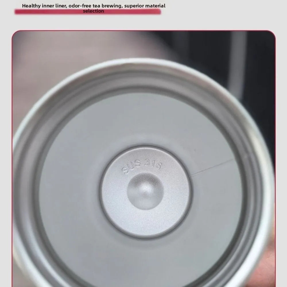 500ML 316 Stainless Steel Straw Cup Insulation or Cooling Strawberry Fruit Print Insulated Cup with Flower Pendant