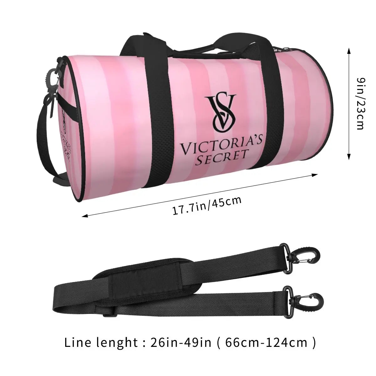 Pink White Stripe Round Capacity Travel Duffel Bag Male Female Large-Capacity Hand Luggage Sports Fitness Bag Travel Package
