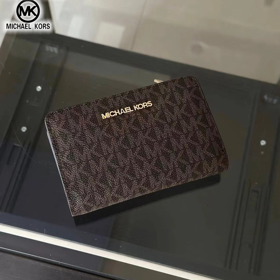 2026 New Michael Kors Women's Fashion Luxury Men's and Women's MK Leisure High end Wallet Card Bag Folding Versatile Zero Wallet