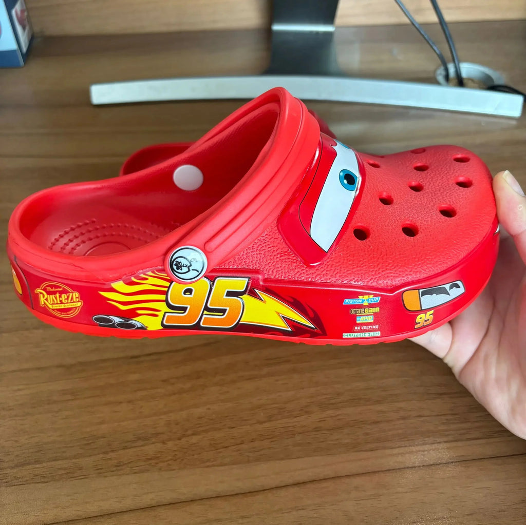 New Disney McQueen Pix Cartoon Solid Color Waterproof Anti Slip Hole Outdoor Sandals Casual Sandals Adult Anime Accessories