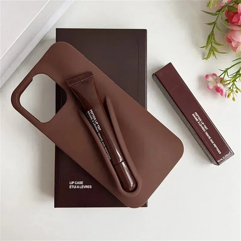 Hot Sale Lipstick Ribbon Toast Gift Set Soft Phone Case For iPhone 16E 16 15 14 13 12 11 Pro Max Plus With Box Lip Gloss Cover