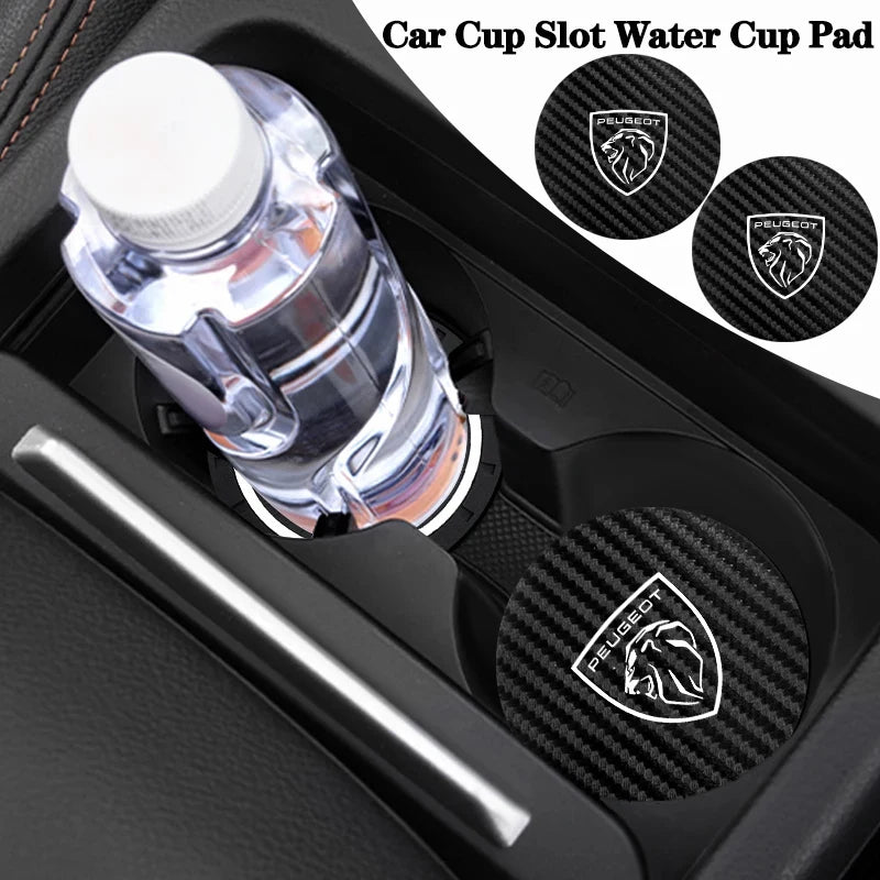 2Pcs Car coaster water anti slip pad silicone waterproof interior accessories For New Peugeot 206 208 207 3008 308 2008 107 508