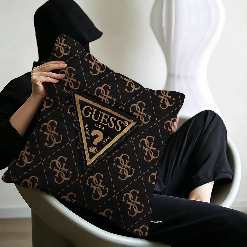Fashion G_GuessS Logo Printed Pillow Gift Home Office Decoration Pillow Bedroom Sofa Car Cushion CoverPillow Case