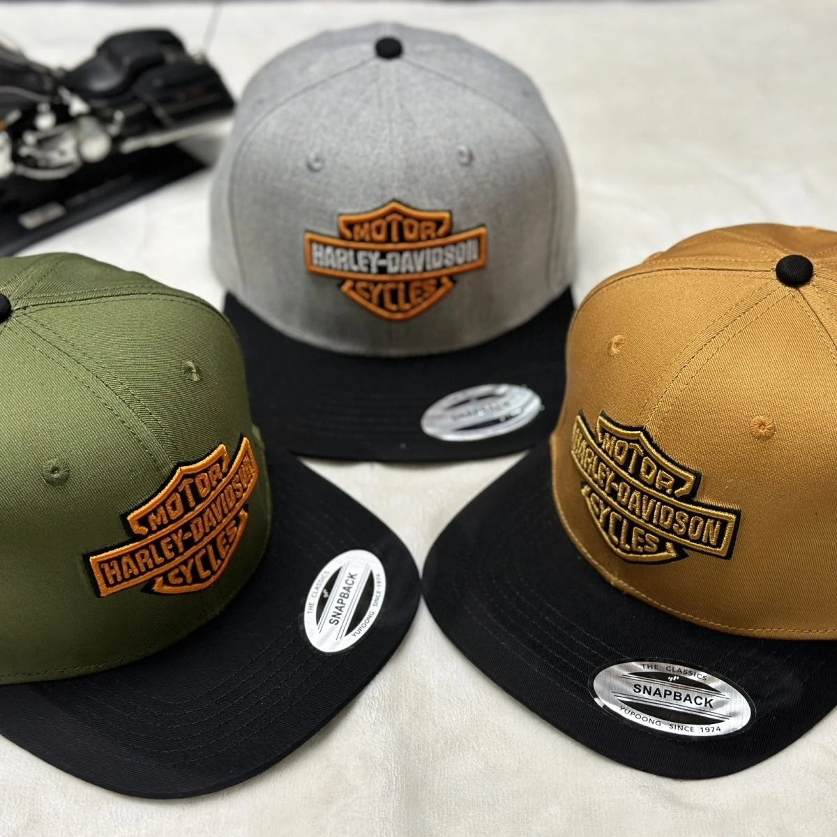 Dopamine-colored Anniversary Street Motorcycle Embroidered Casual Flat-brimmed Hats Men And Women For Harley Davidson Accessory