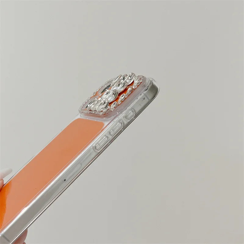 Luxury Sparkling Rhinestone Decoration Camera Frame Large Window Phone Case For iPhone 17 13 14 15 16 Pro Max Shockproof Cover