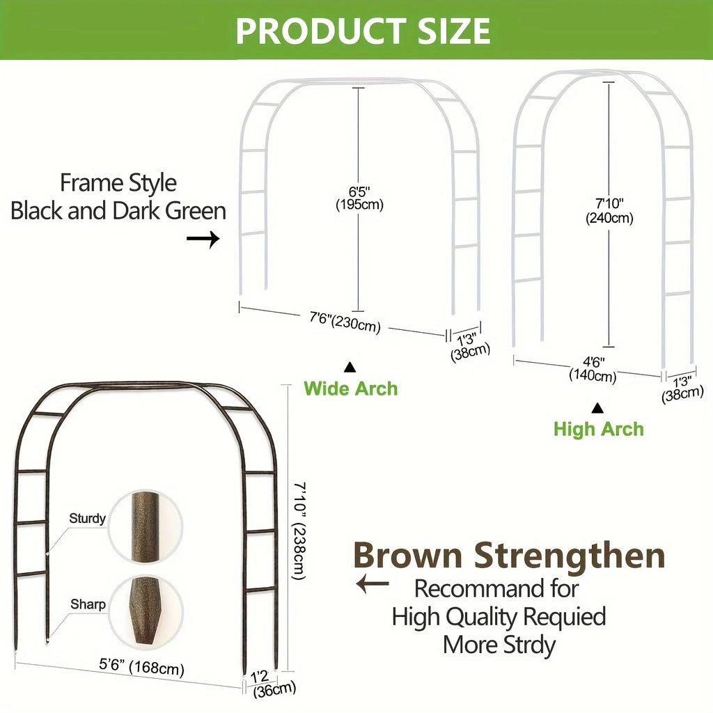 1pc, Metal Garden Arch, 100inch Large Size Heavy Duty Steel Frame Garden Arch With Gothic Style, Wedding Arch Lawn Rock Climbing