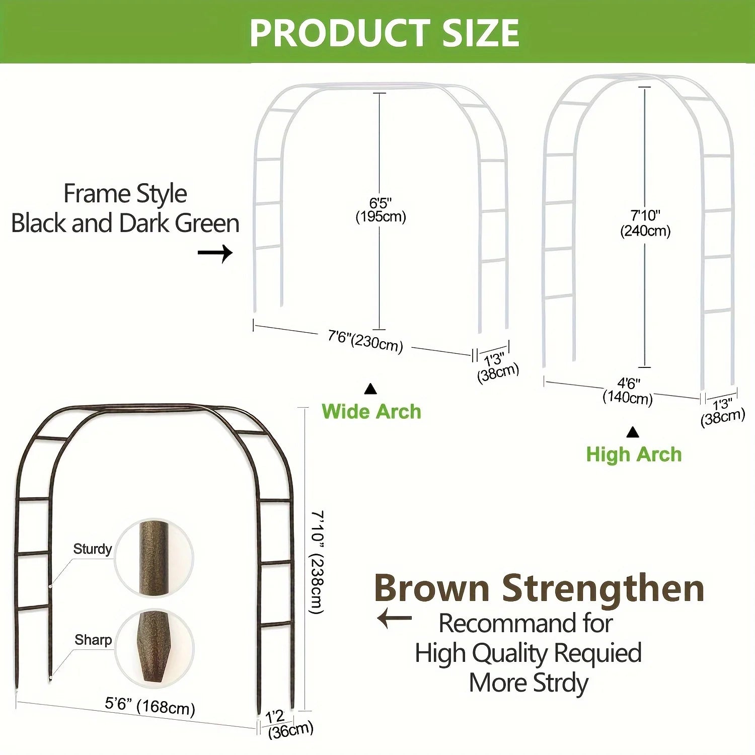 1pc, Metal Garden Arch, 100inch Large Size Heavy Duty Steel Frame Garden Arch With Gothic Style, Wedding Arch Lawn Rock Climbing