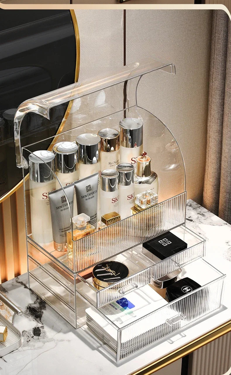 30x17.5x36cm Large Drawer Organizer Makeup Clear Acrylic Box With Perfume Cosmetic Display Capacity Lid Cosmet Storage Box