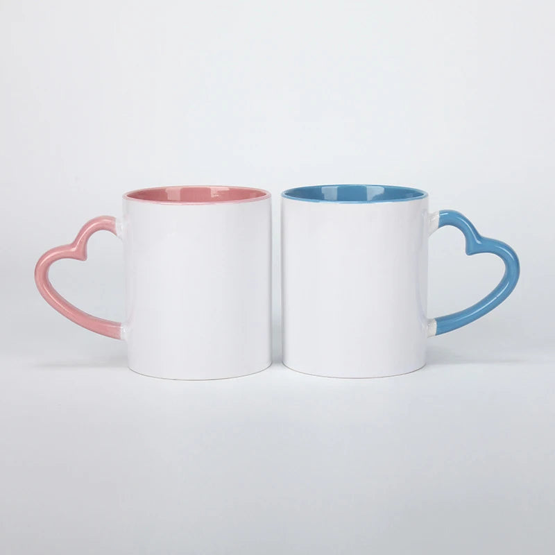 Customize white Ceramic coffee cup Creative customize logo Mug white Pnik handle Ceramic cups Print Pictures logo text mugs