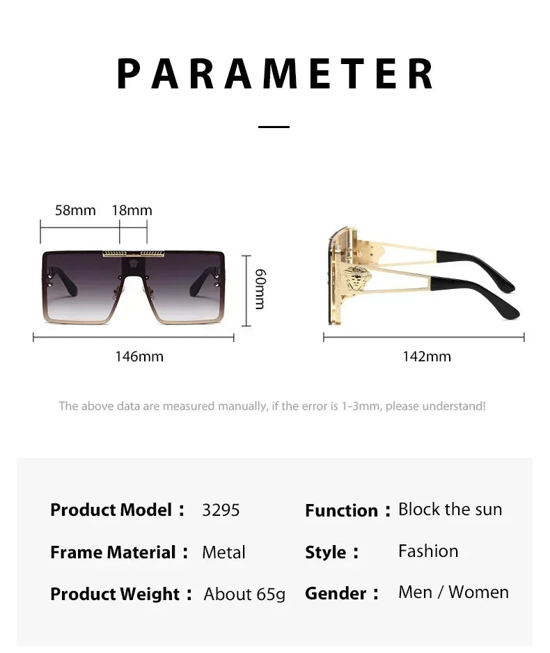 New Personality Square Big Cool Sunglasses for Men Women Fashion Retro Luxury Design Male Sun Glasses Gafas UV400 Gafas De Sol