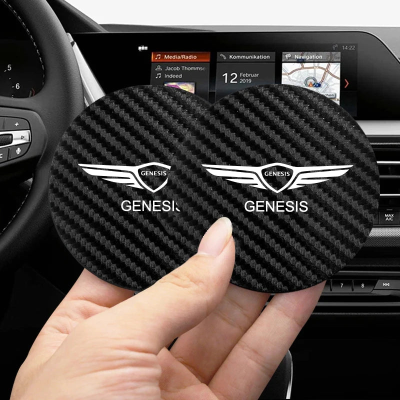 2Pcs Car Coaster Water Cup Anti-slip Pad Auto Accessories For Genesis G80 GV70 GV80 GV60 G70 Essentia Neolun G90 GV90 X