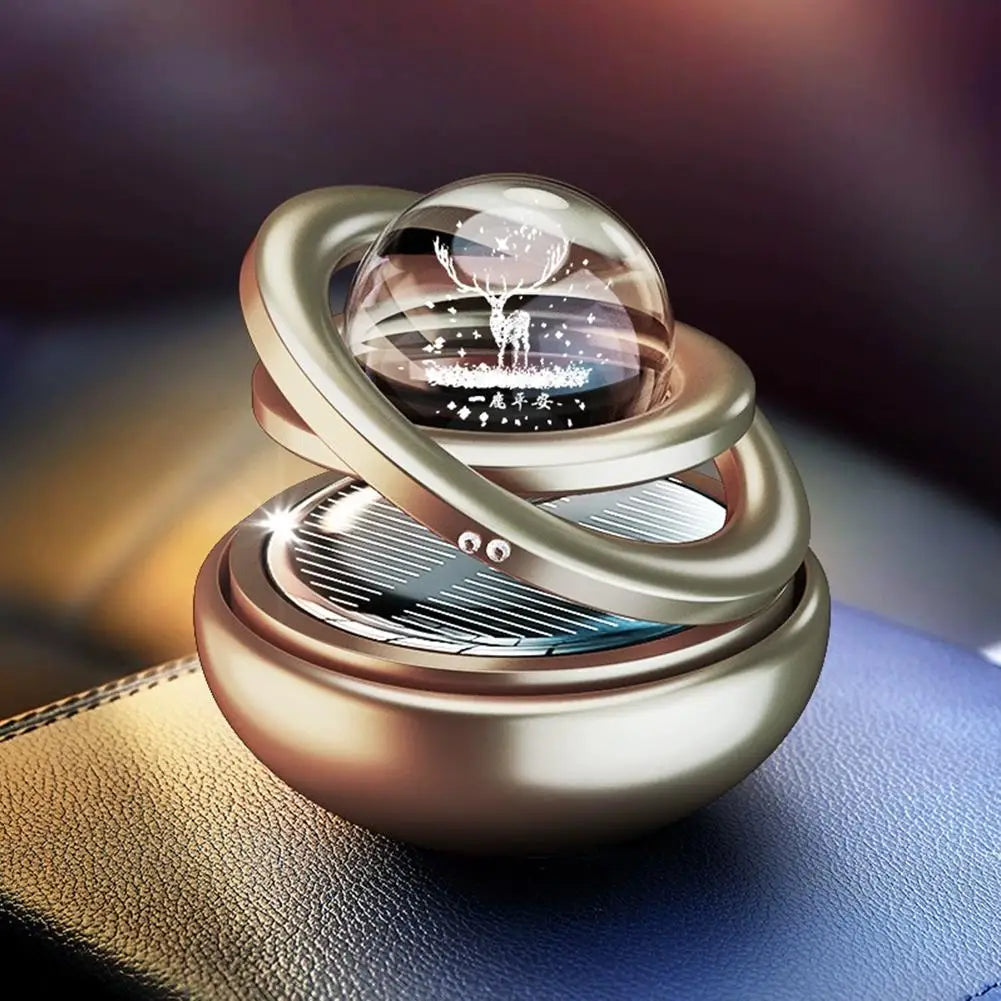 Solar Car Air Freshener Rotating Aromatherapy Diffusing Car Interior Air Freshener Perfume Fragrance Mist Without Tablet ﻿