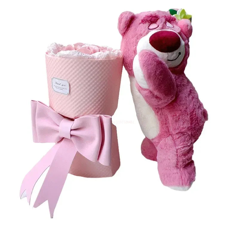Disney Lotso Rose Romantic Creative Cute Eternal Flower Pink Bouquet Soap Flower  Birthday Gift Valentine'S Day Gift