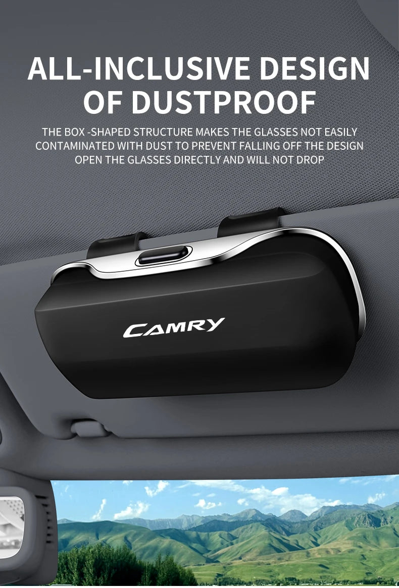 Car Eyewear Case Box Sunglasses Holder Sun Visor Storage Protective Frame Box Glasses Clip Portable For Toyota Camry