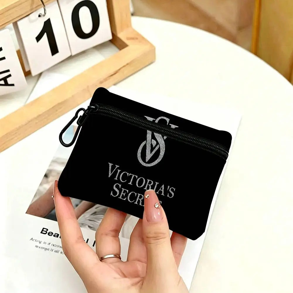 V-Victorias-Fashion-S-Secret Compact Oxford Cloth Zipper Pouch Detachable Carabiner Mini Coin & Key Wallet