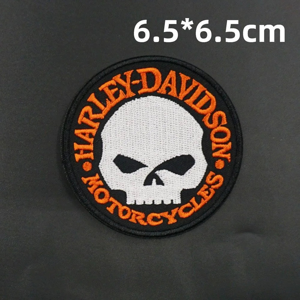 New Harley Davidson Punk Embroidered Patches on Clothes Iron on Patches for Clothing Jacket Badge DIY Biker Appliques Stirpes