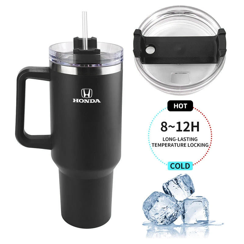 1200ML Large Capacity Car Insulated Mug With Handle And Straw For Honda Civic FIT CRV Stainless Steel Office Home Thermal Cup