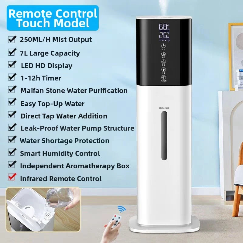 7L Floor Standing Humidifier with Remote Control Baby Room Humidifier Ultra Quiet Quiet Floor Humidifier For Living Room
