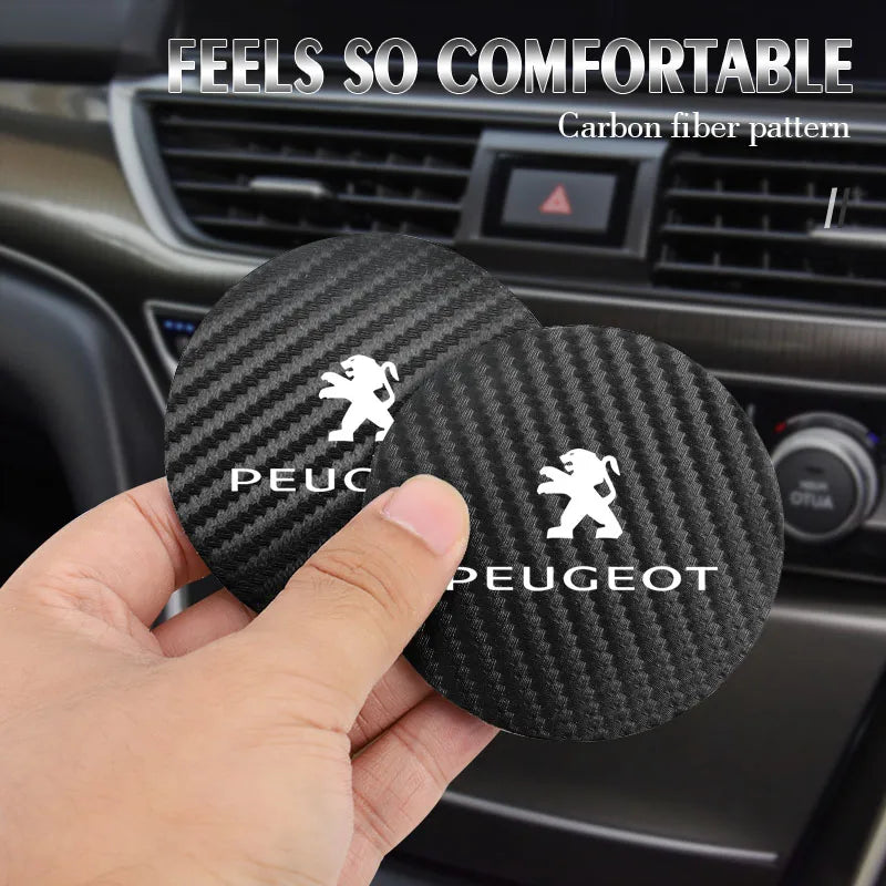 2Pcs Car coaster water anti slip pad silicone waterproof interior accessories For Peugeot 206 208 207 3008 308 2008 107 508 607