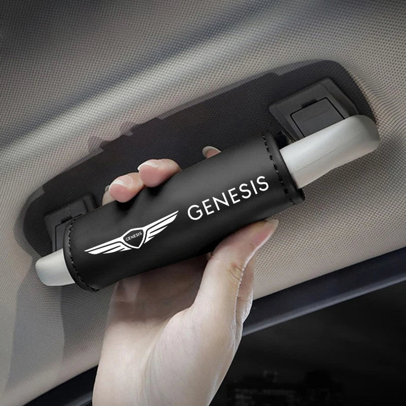 Leather Car Roof Armrest Pull Cover Handle Gloves Protection Car Accessories For Genesis Coupe Logo G70 G90 G80 GV60 GV70 GV80