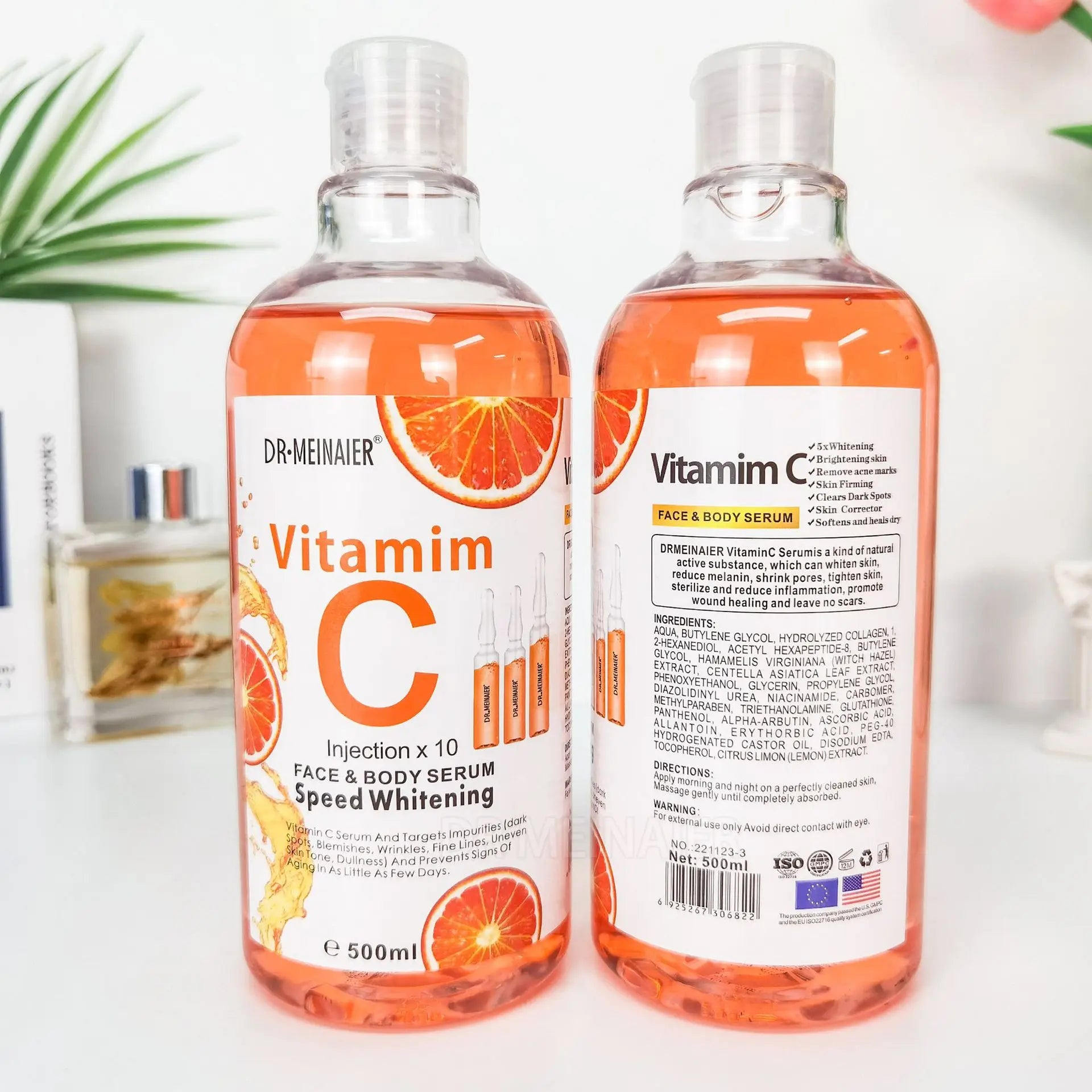 500ml Hyaluronic Acid, Nicotinamide Vitamin C AHA Face Serum Spots Eraser Corrector Whitening Moisturizing Lightening Body Serum