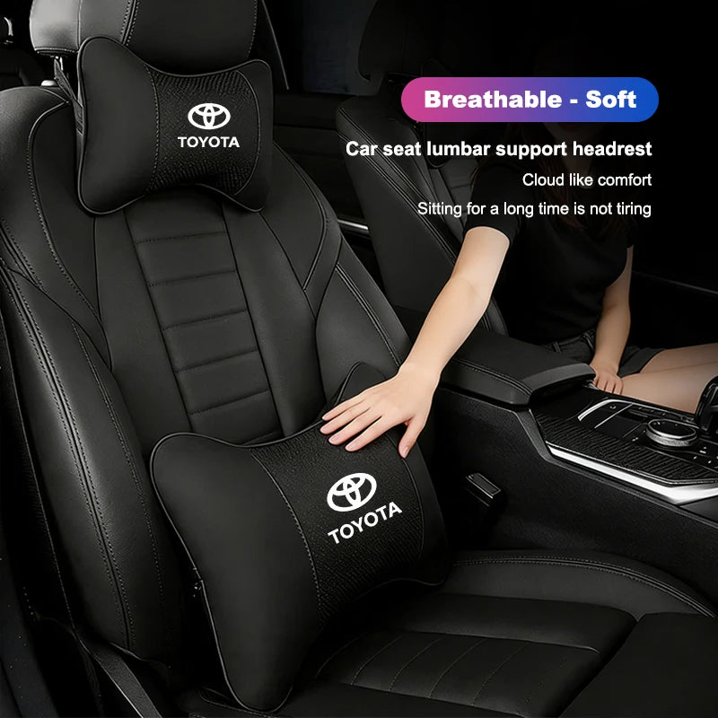 Leather Car Headrests Lumbar Pillows Auto Neck Pillows For Toyota Supra Aygo Prado RAV4 Hilux Yaris Corolla 4Runner Camry Avalon