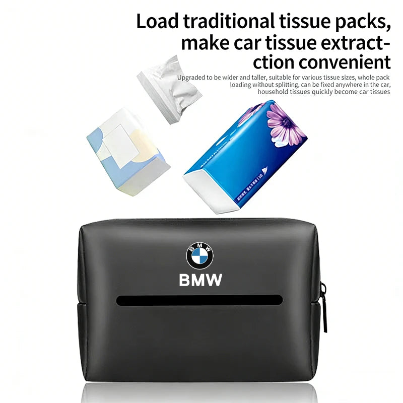 BMW Car Tissue Storage Bag Paper Towel Organizer For M3 M4 M5 G42 G30 G20 E39 E36 E87 E53 F44 F07 F34 G15 G16 G23 G22 X7 X5 F10