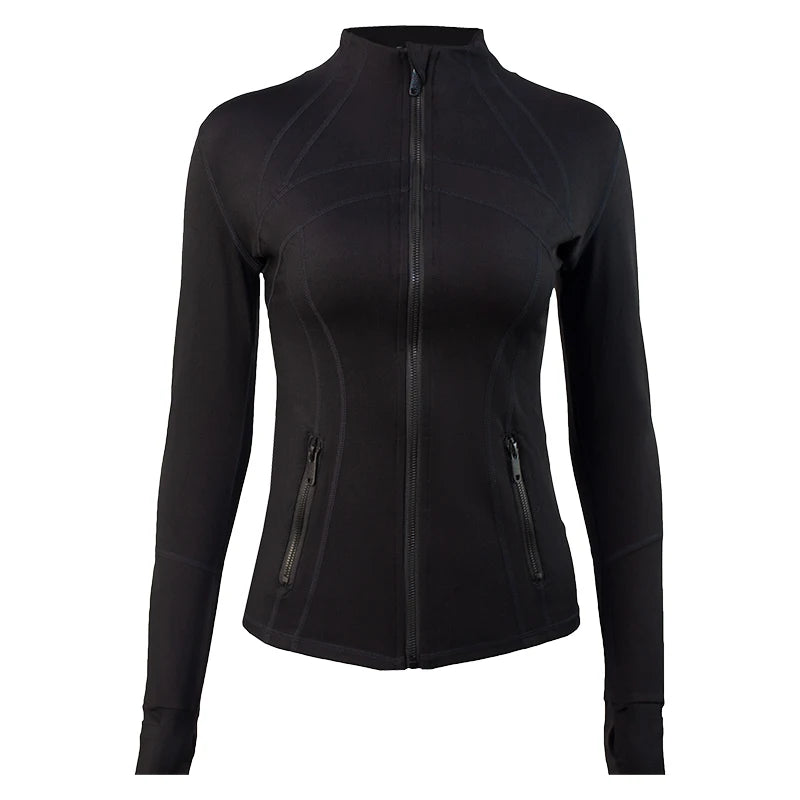 Yoga clothing, slim-fitting women's sports spring jacket, breathable quick-dry sports pure color jacket, female tight-fitting