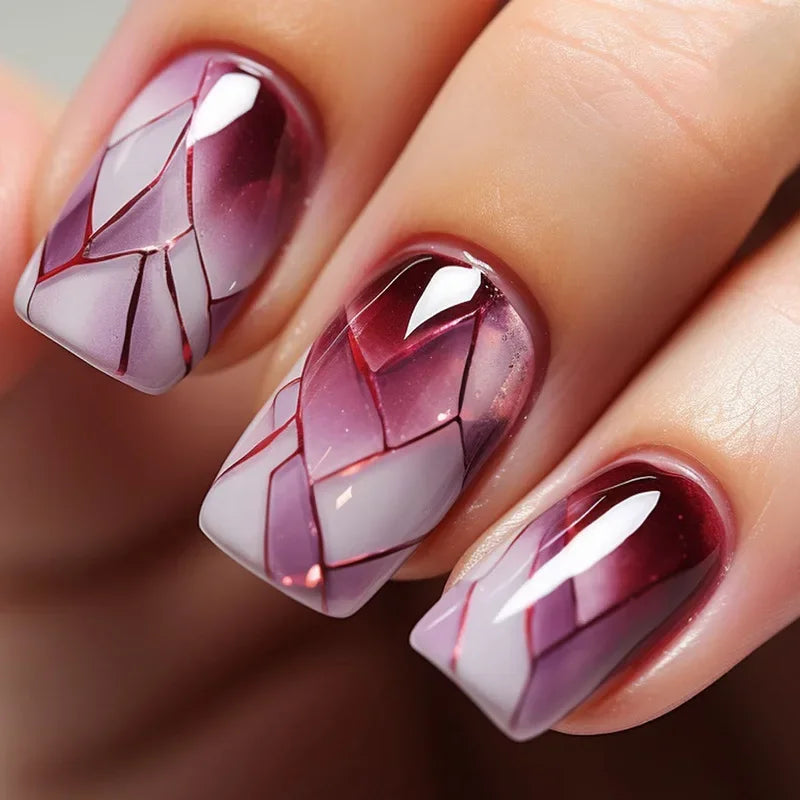 24Pcs/Set Sweet Love Fake Nail with Gradient French Press on Nails Reusable Short Full Cover Nail Tips for Women Wholesale