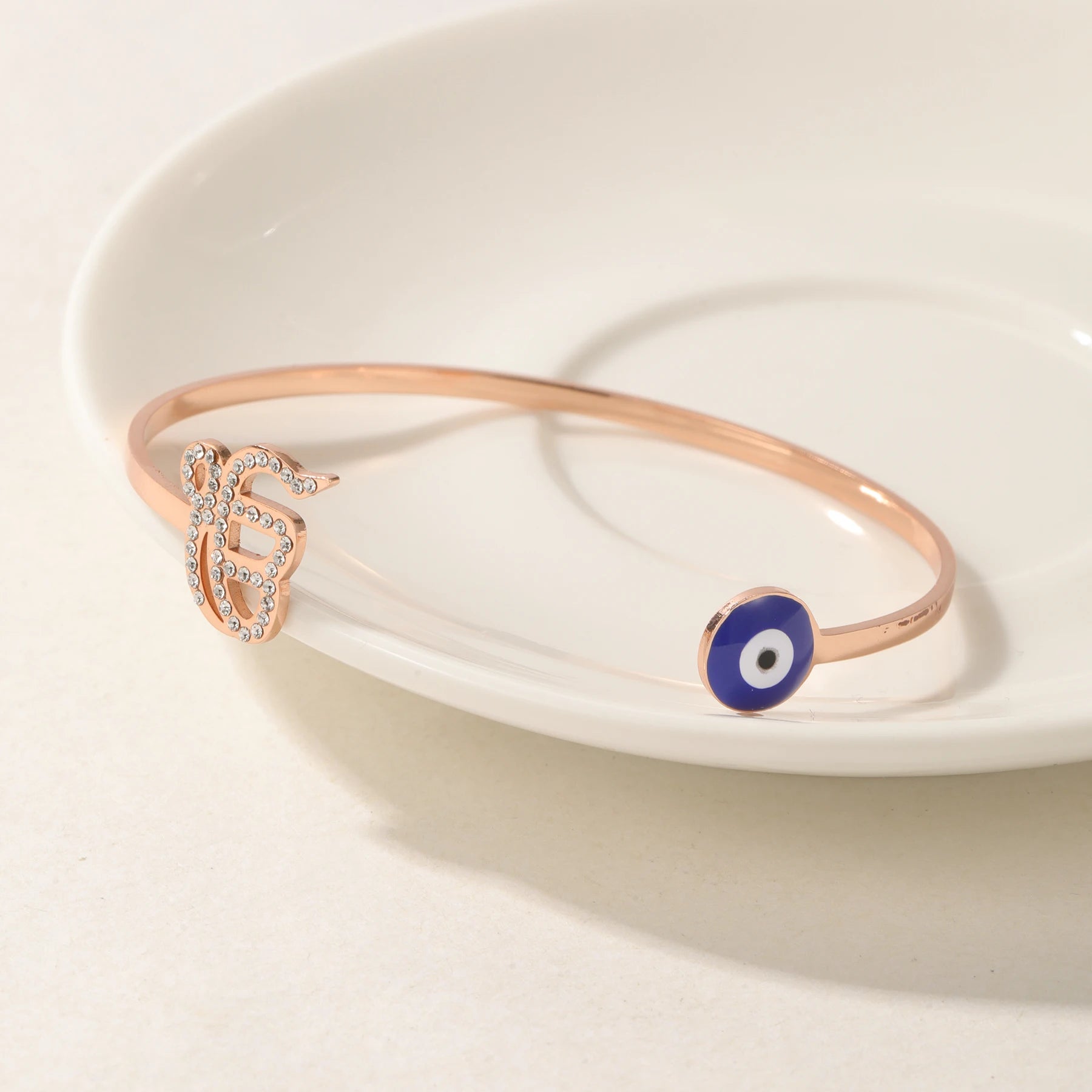 Punjabi Sikh Demon Eye Gold Bracelet Dot Diamond 18k Stainless Steel Faith Master Unique Symbol Religious Jewelry Keepsake