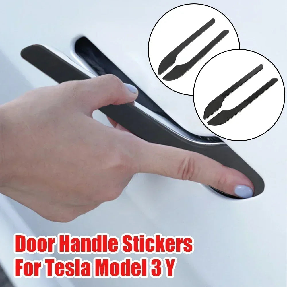 Door Handle Sticker for Tesla Model 3/Y/3 Highland Model Y Juniper 2025 Carbon Fiber Door Protector Wrap Cover Paste Accessories