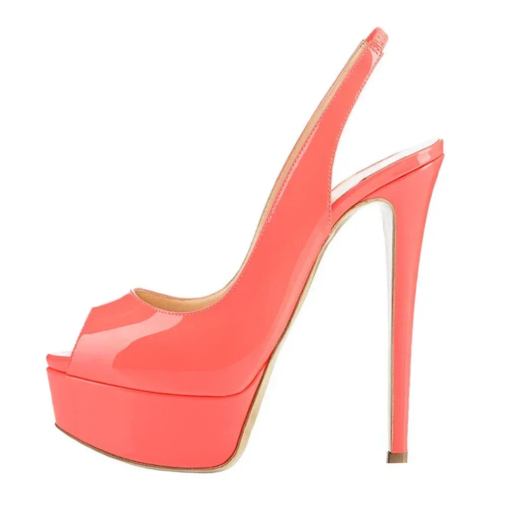 Women Pumps Stilettos 14CM Platform Stripper High Heels Sexy Open Toe Sandals Gladiator Party Dress Wedding Shoes Large Size 44
